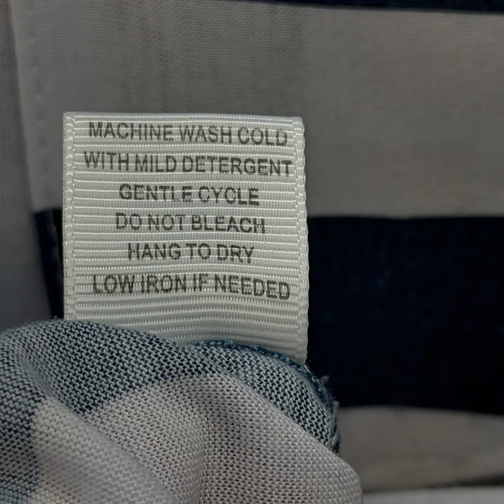 Eden & Olivia Short Sleeve Blue White Striped Button Up Tie front Pocket Shirt M - Image 12