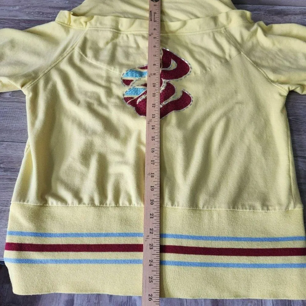 Rocawear Sweatshirt Vintage 90s Women 2X Plus Sequin Yellow Hood Zip 3/4 Sleeve - Image 14