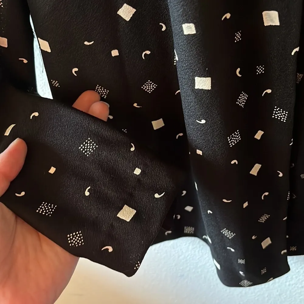 Vintage Womens Open Front Blazer Large Petite LP Artsy Art to Wear Black White Size undefined - Image 5