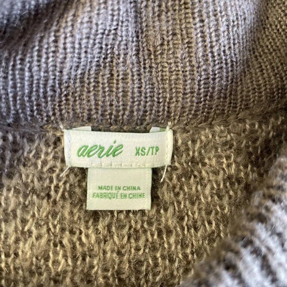 Aerie Women's XS Pullover Sweater Cheetah Print Crewneck Fuzzy Long Sleeve Brown - Image 9