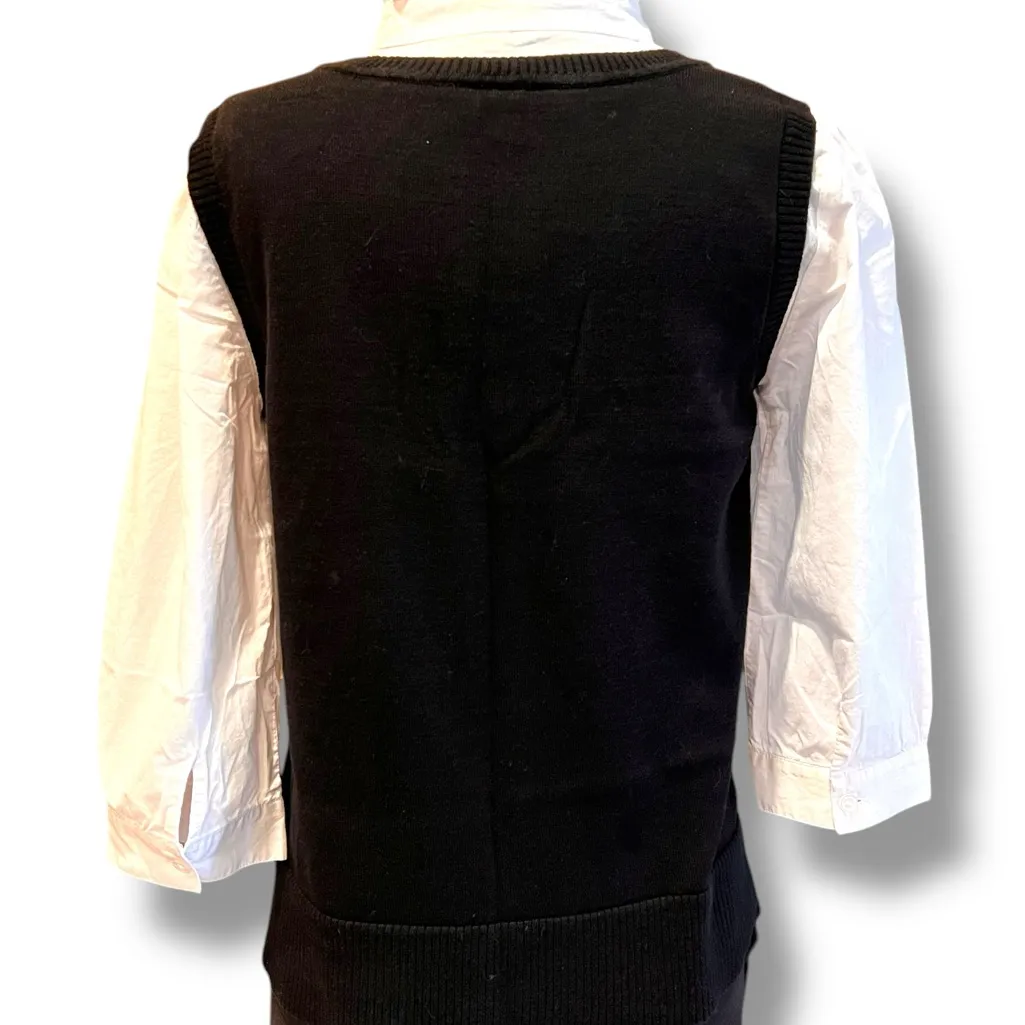 AB Studio  Women's XL- Black & White Layered Knitted Pullover Top Y2K - Image 8