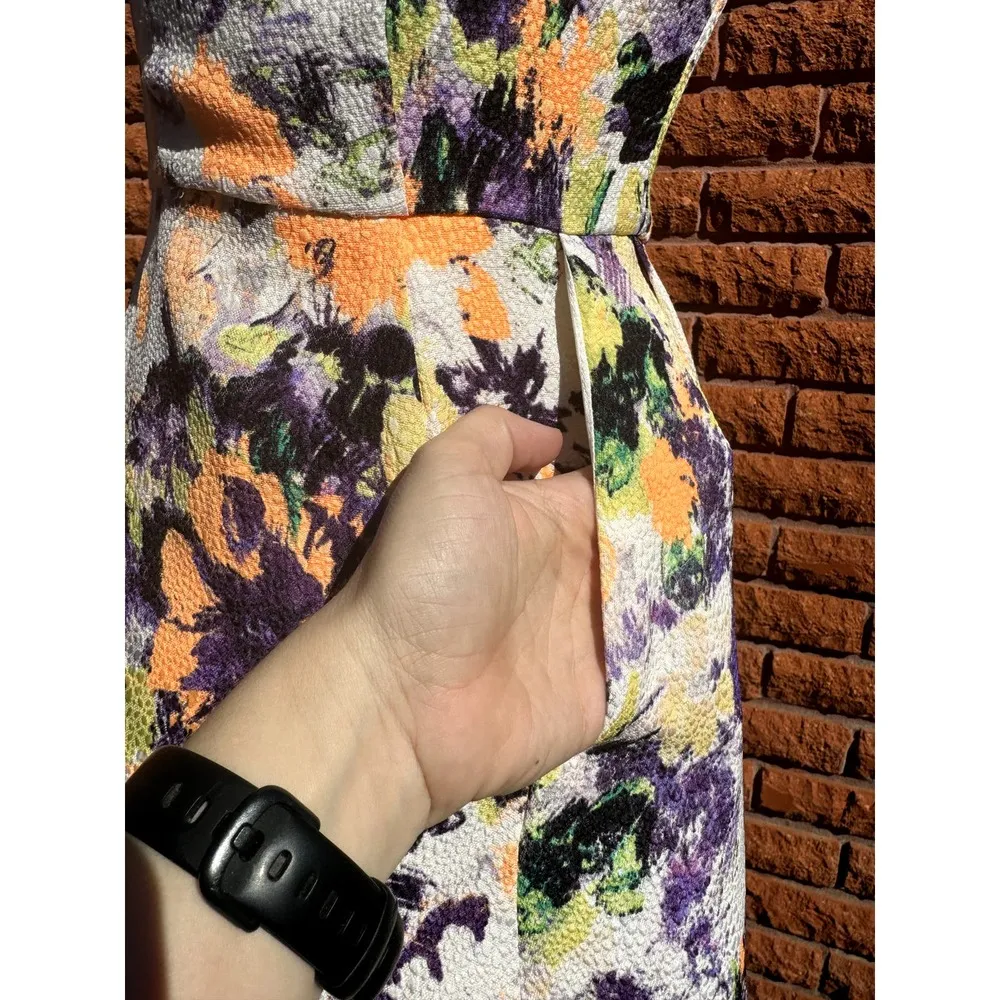 Maeve by Anthropologie neon floral paint splash dress size 4 - Image 2