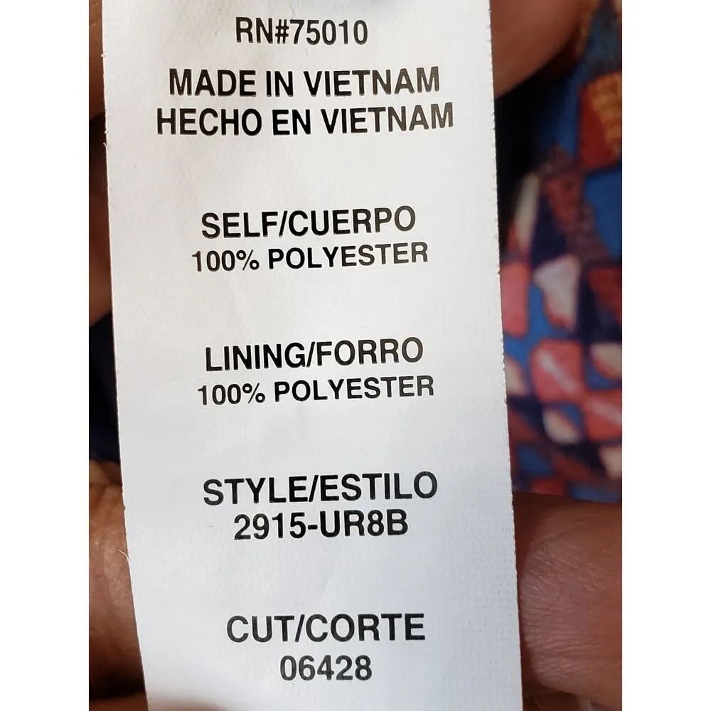 City Triangles Long Maxi Dress Womens Large Blue Pink Geo Print Criss Cross Back - Image 8