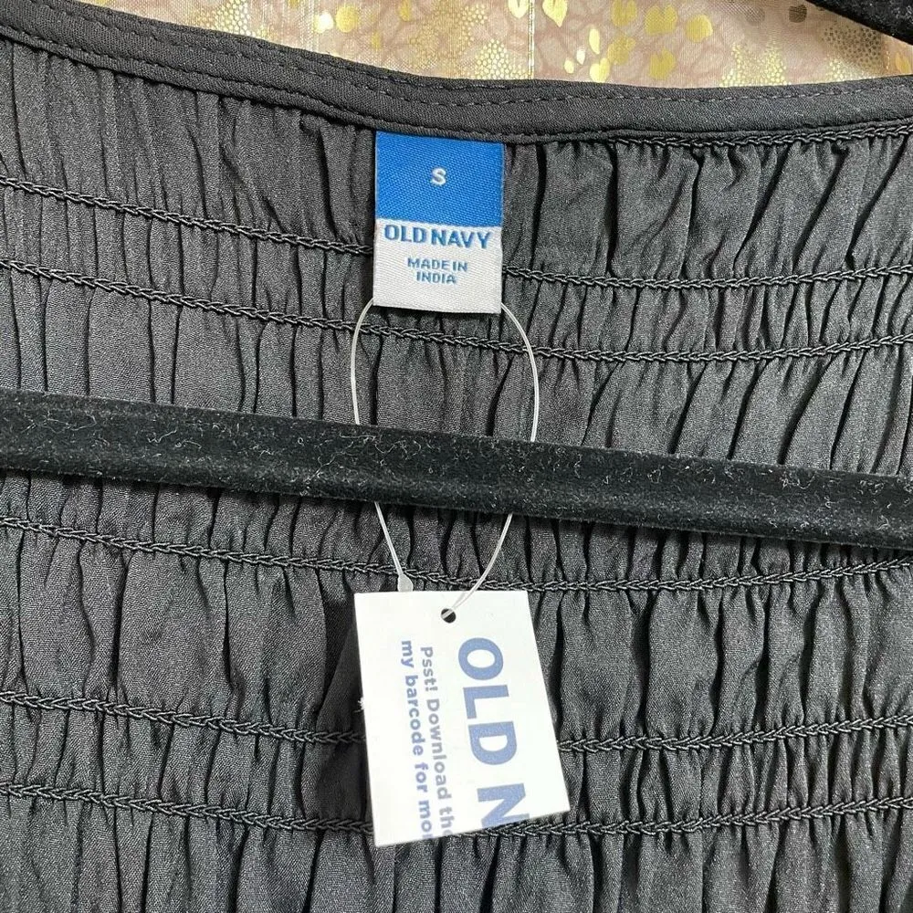 Old Navy Black Jack Fit & Flare Long-Sleeve Eyelet Mini Dress Small NWT - Image 3