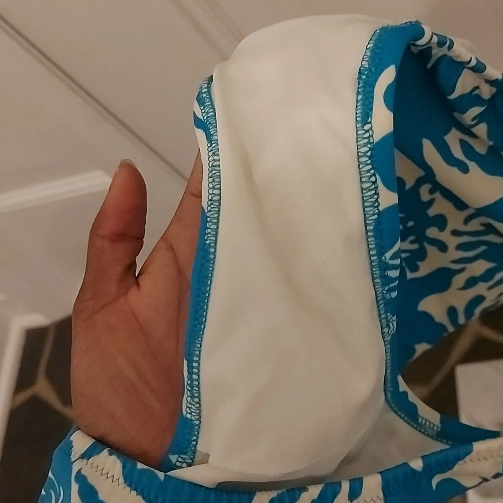 J. Crew White/Blue Bikini Set SIZE M/L - Image 7