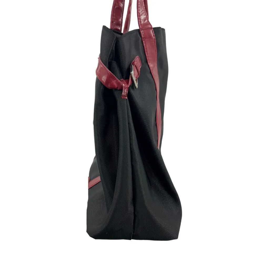 Calvin Klein black and red nylon tote bag purse casual business travel - Image 5