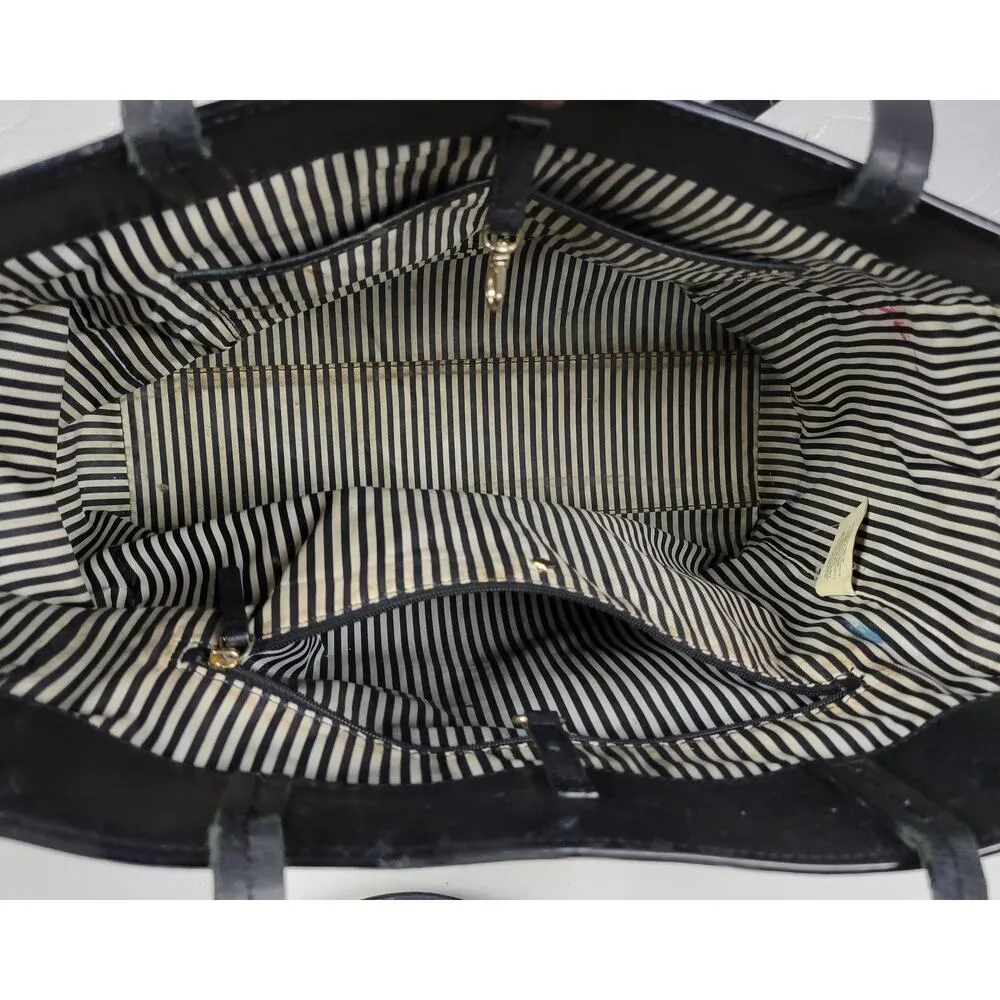 Kate Spade Womens Shoulder Bag Black Monster Eyes Hallie 100% Cow Leather Tote - Image 7