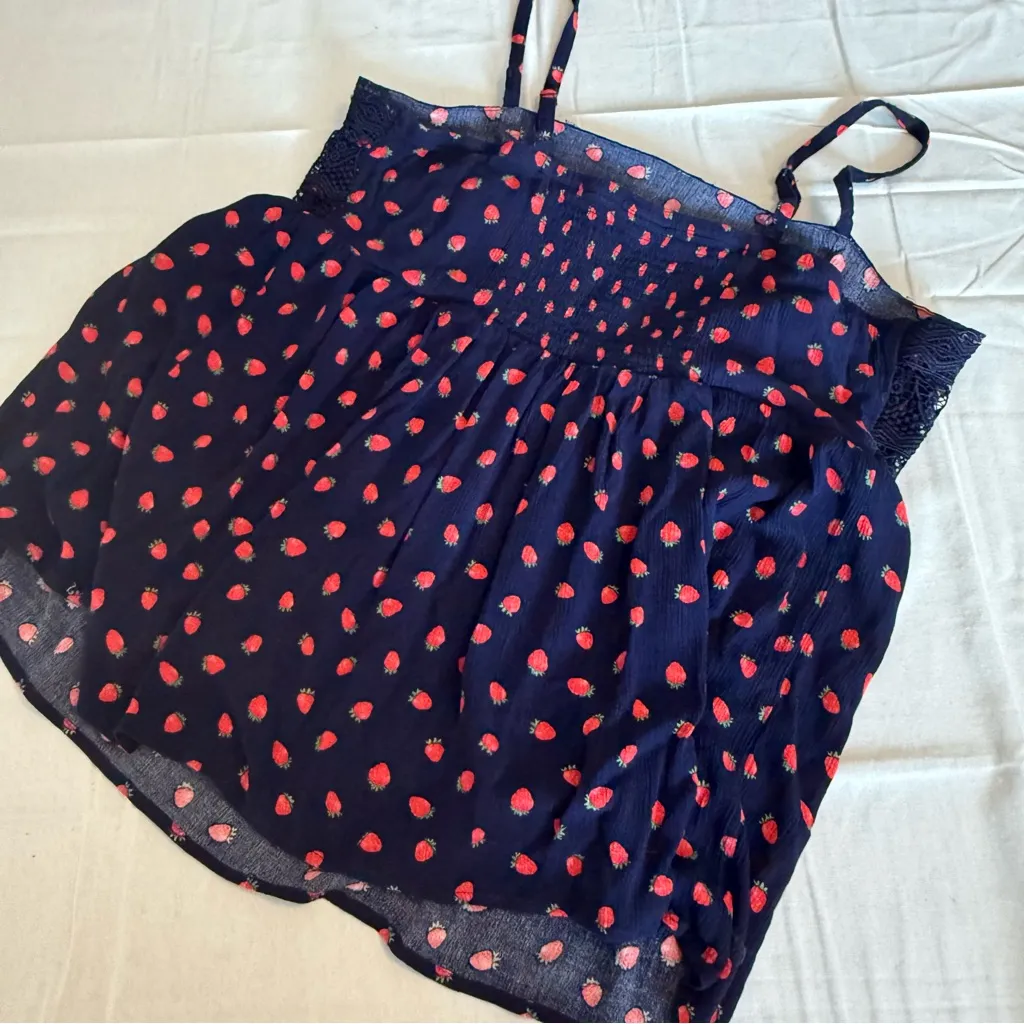 Torrid Navy Blue and Red strawberry Tank Top - Image 5