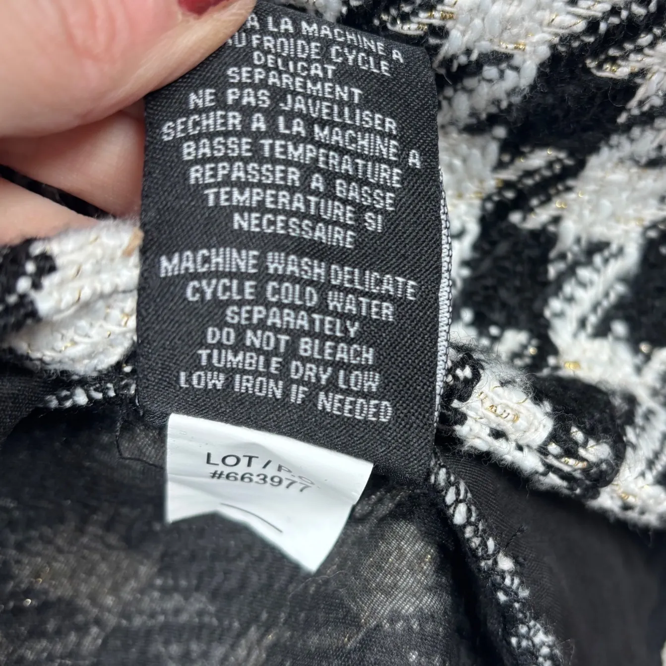 Tribal Jeans M Houndstooth Denim Combo Shirt Jacket Black White Faux Leather Size M - Image 10