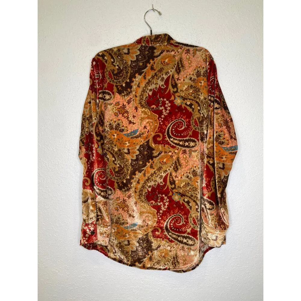 Soft Surroundings Montaigne Paisley Velour Button Down Tunic Shirt EUC Sz Sm - Image 6