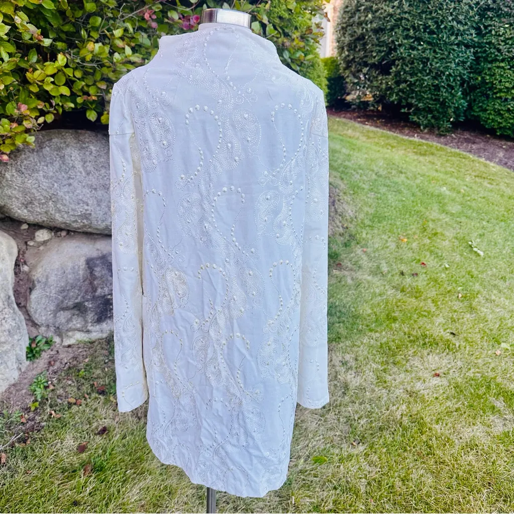 An Ren New York Creamy White corduroy Embroidered Vintage Coat Size L - Image 11