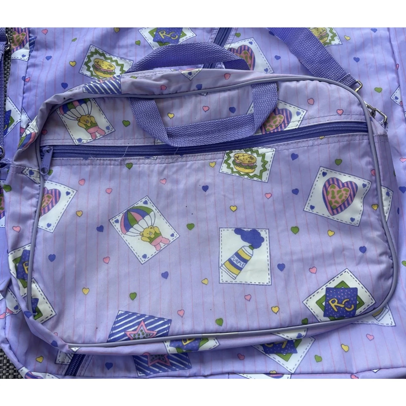 Vintage 90's Y2K Dance Travel Garment Bag Duffel Toiletry Zipper Purple Girls - Image 3