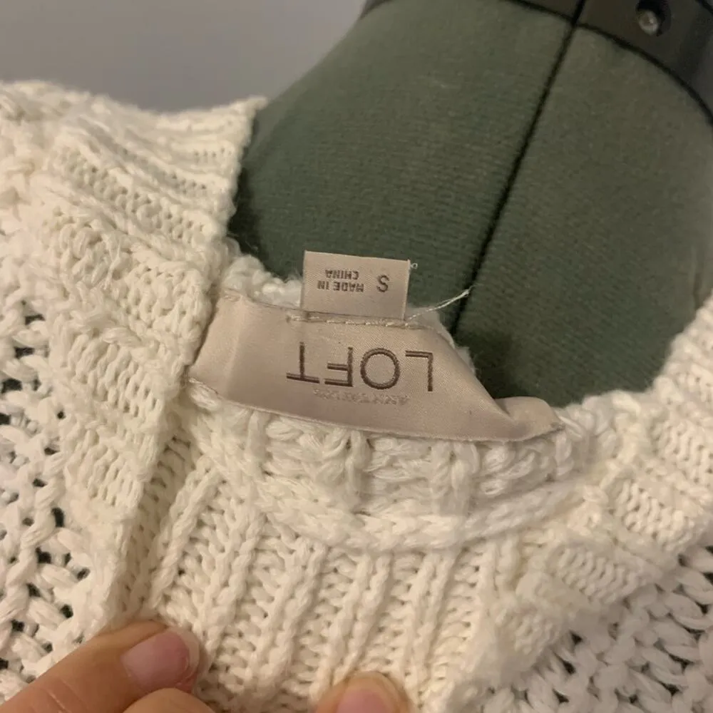 Ann Taylor LOFT Crewneck Knit Sweater White Small - Image 5