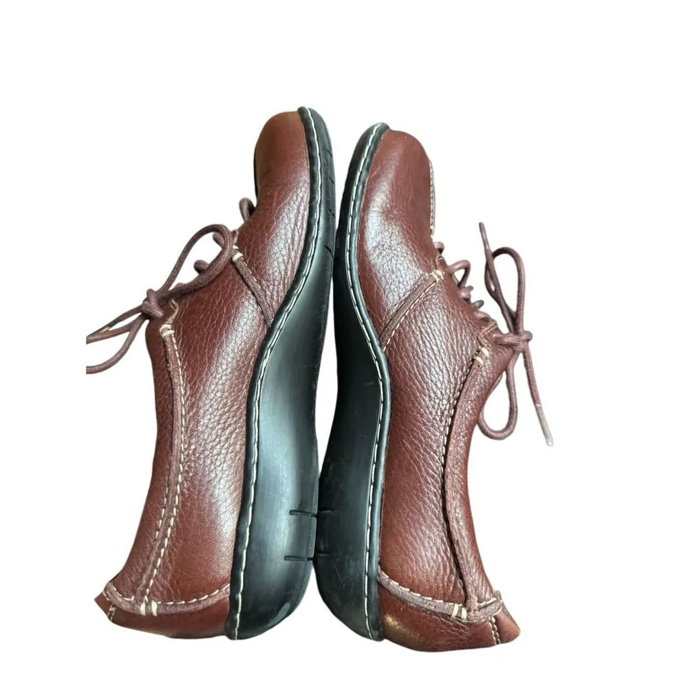 Clarks Bendables 80647 Beals Redwood Tumbled Brown Leather Oxfords Women's Sz 6 - Image 6