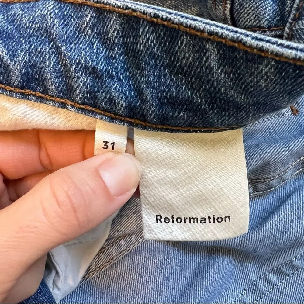 Reformation Fawcett High Waist Wide Leg Cropped Jeans Size 31 Celtic Wash - Image 10