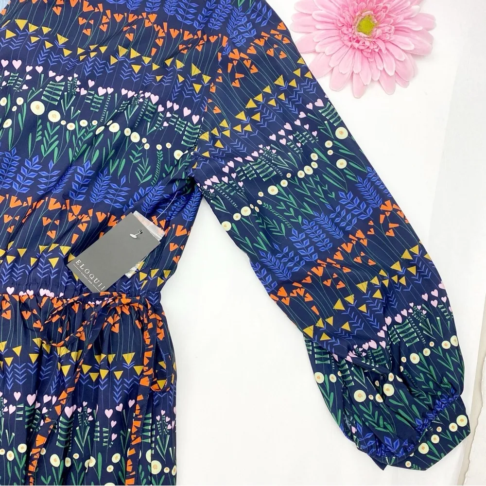 Eloquii Floral Heart Striped Keyhole Boho Bohemian Midi Dress - Image 7