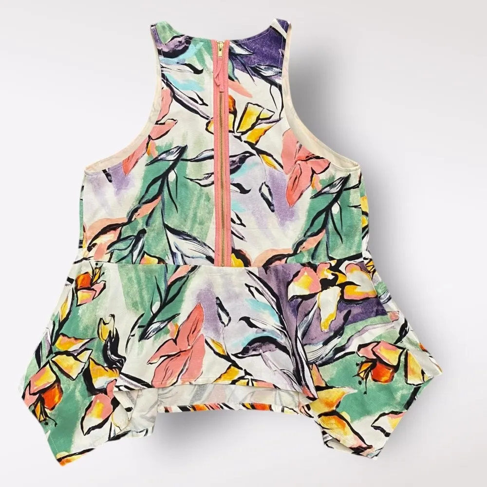 Anthropologie HD‎ In Paris Lucille Peplum Blouse Womens Size 4 Floral - Image 5