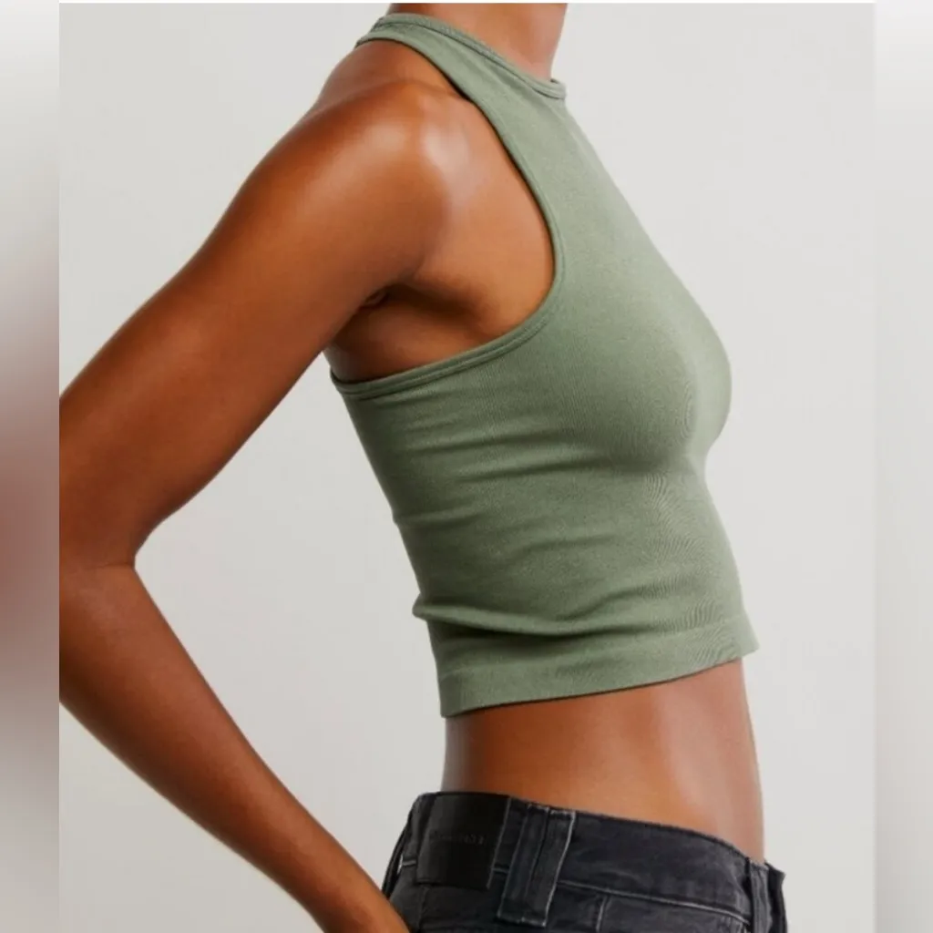 Free People Hayley Crew Neck Racerback Knit Crop Top Tank Ribbed SzXS/S - Image 3