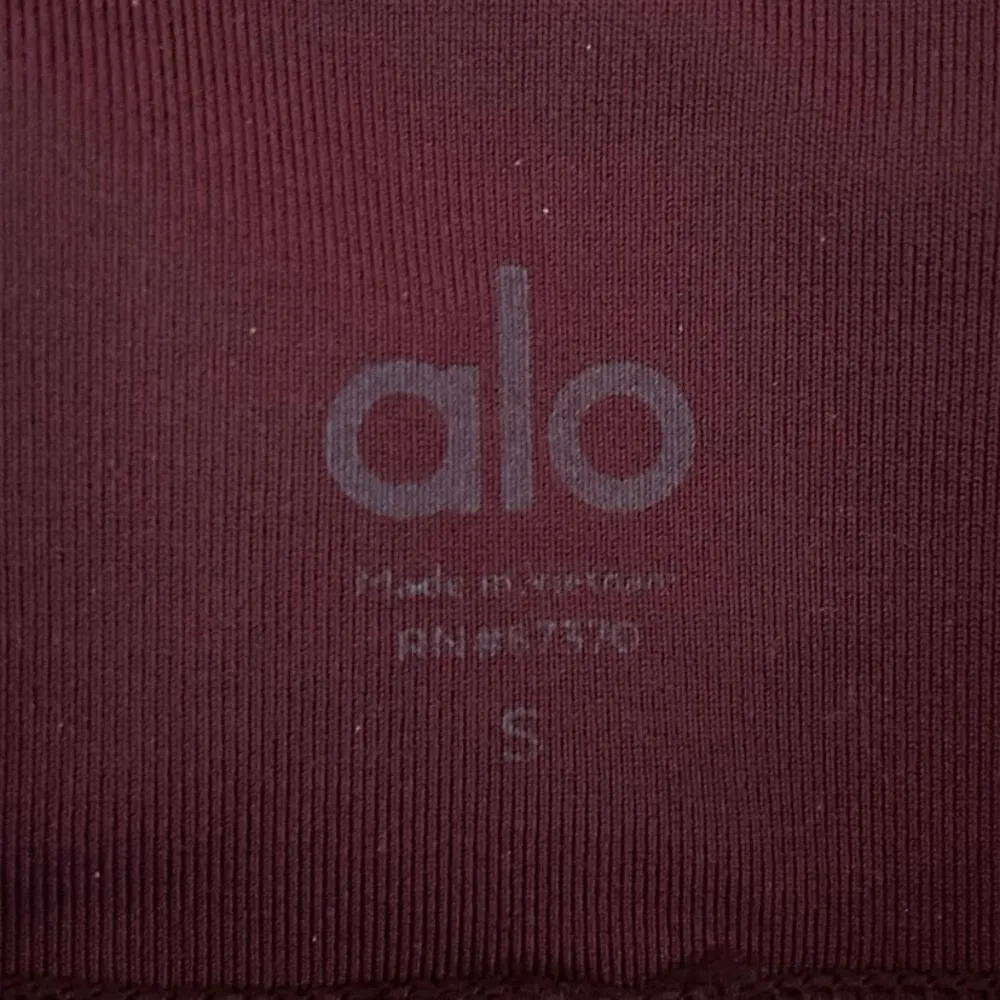 Alo Red Mid Rise Pull On Pleated Mesh Compression Yoga Athletic Leggings Size S - Image 4