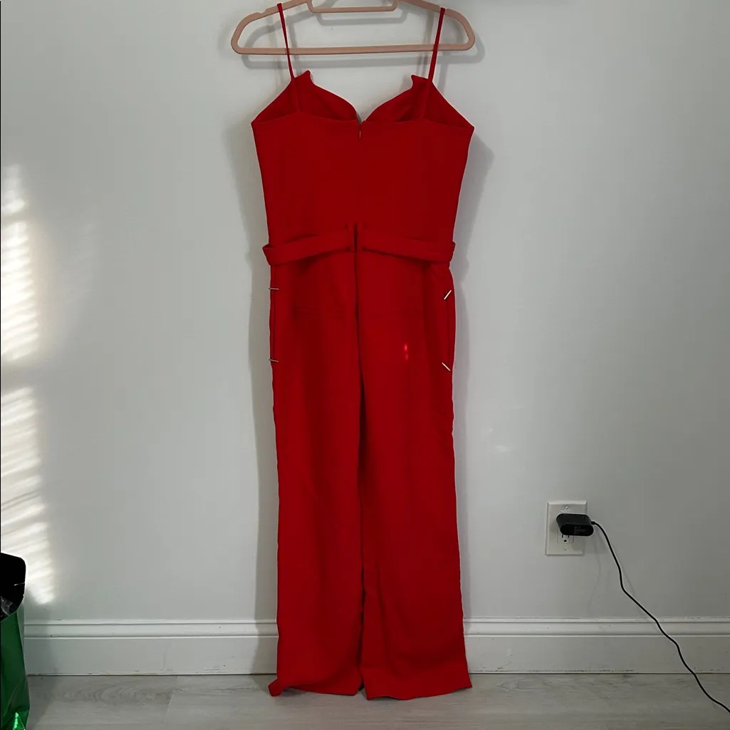 Mugler Red Plunging Bustier Jumpsuit Size undefined - Image 4