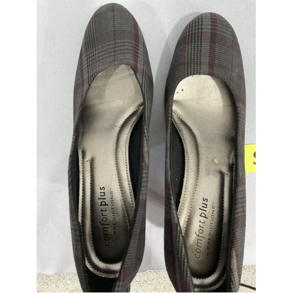 Womans Comfort Plus By Prediction Size 10 Black Cranbury Plaid Slip On Pumps - Image 6