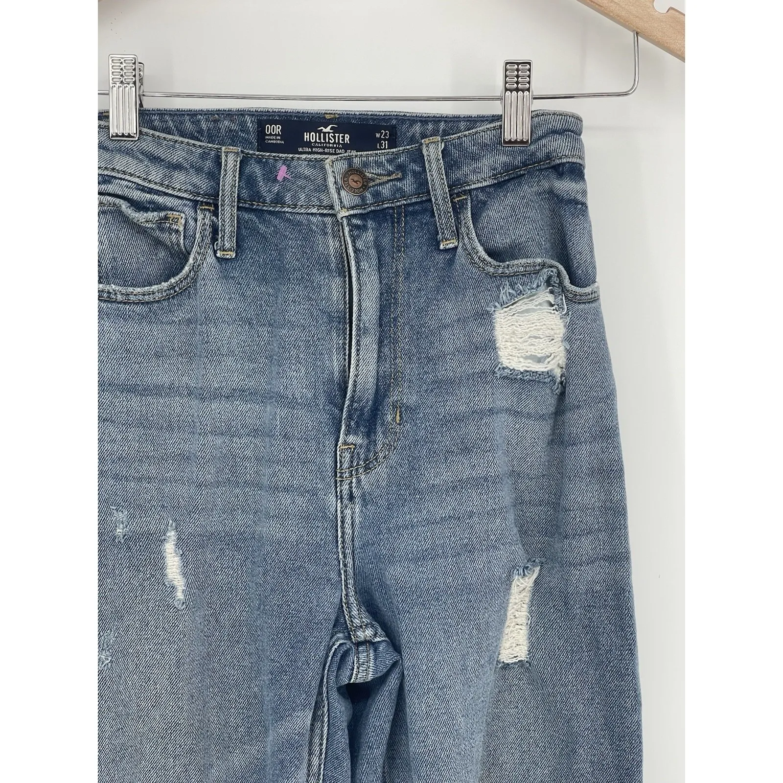 HOLLISTER California Ultra high-rise Dad blue jeans, Size 00R 23x31 Q0001‎ - Image 2