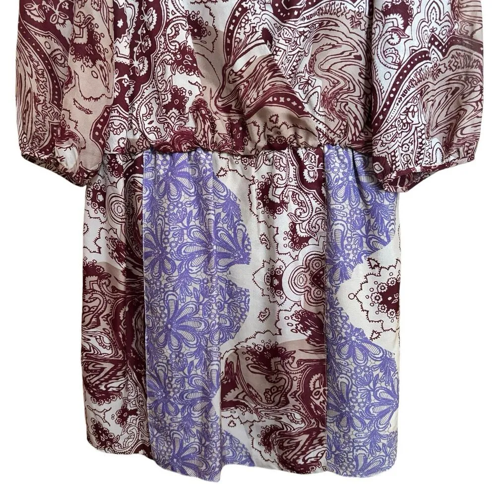 Tibi Surplice Dress Womens 12 Multicolor Paisley Floral Print Silk Cocktail - Image 5