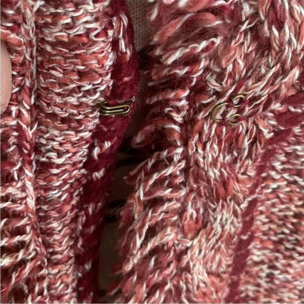 Anthropologie Angle Of The North Eliot Fringe Red White Cardigan Sweater Small - Image 8