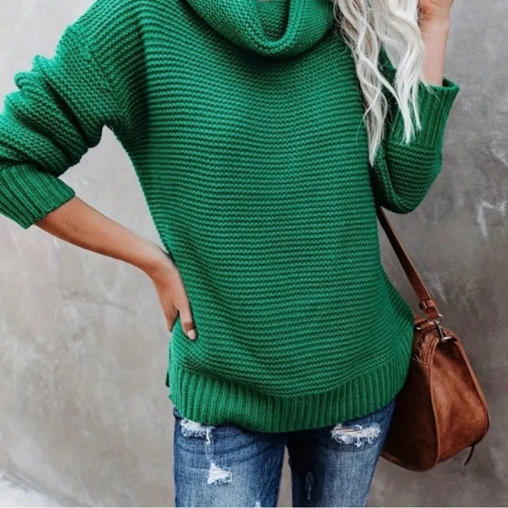 Green Knit Sweater Sz L Size L - Image 4