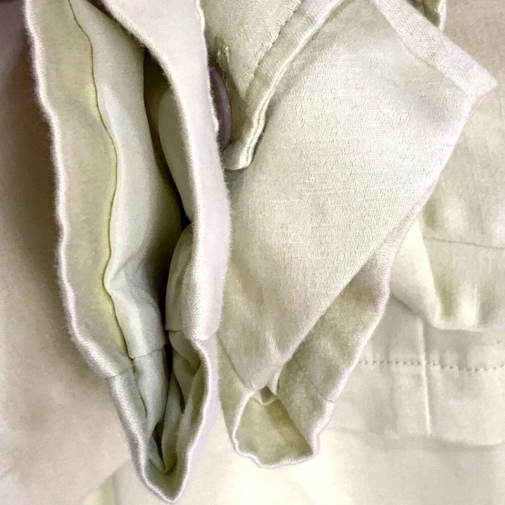 J. Jill Button Trench Jacket Linen Blend Long Sleeve Button Front PS Lime Green - Image 8