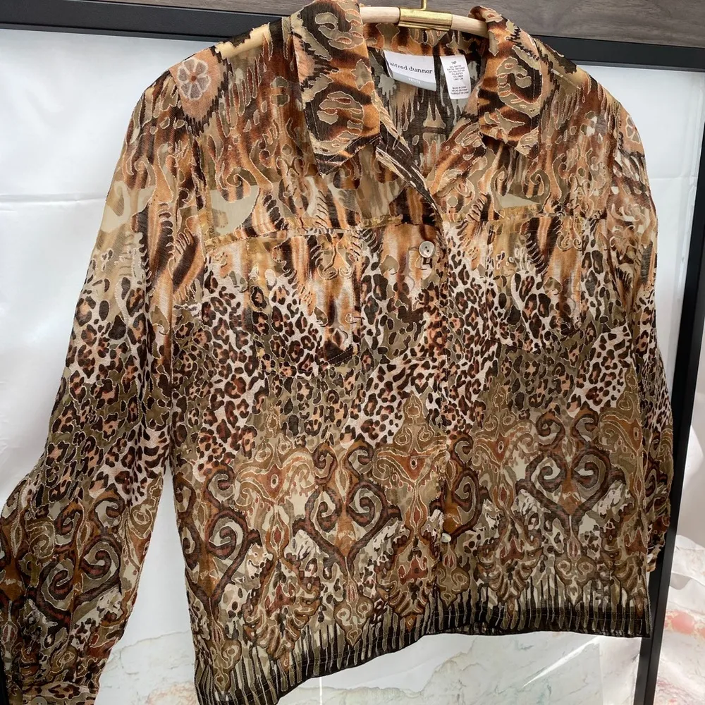 Women’s Animal Print Burnout Button Up Blouse - Image 3
