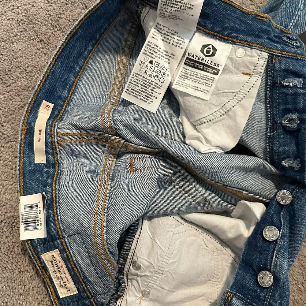 Levis 28 Wedgie Jeans Icon Athens Asleep Straight Tapered High Rise Medium Wash - Image 6