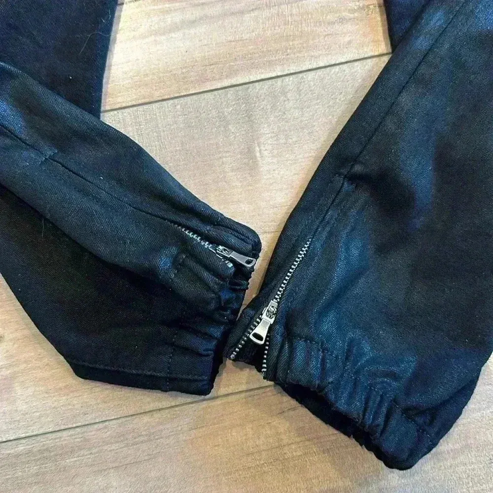 Paige Mayslie Jogger Pants in Black Fog Luxe Coated Sz 23 - Image 10