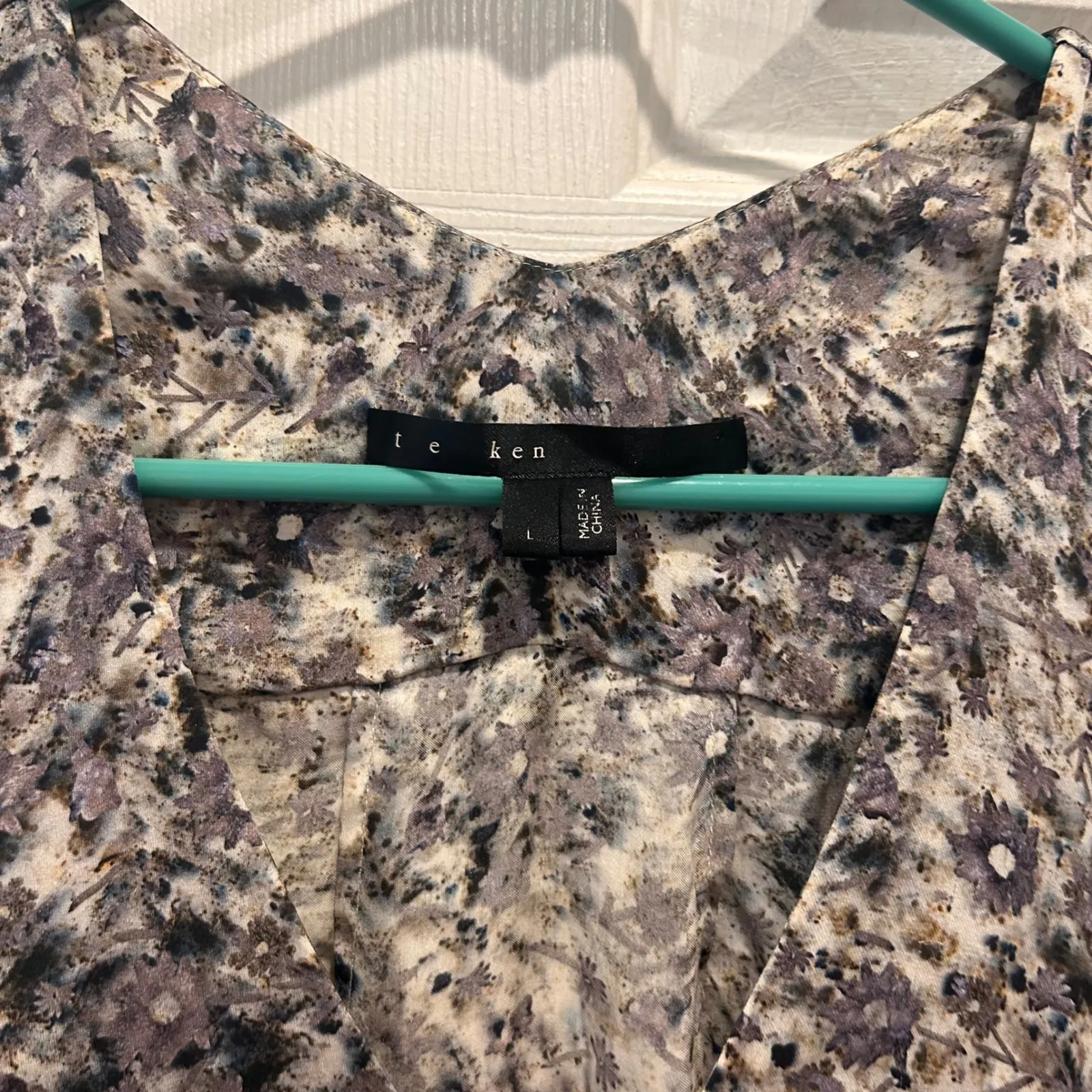 Theyskens Theory Women's L Sleeveless Dress Floral Elastic Waist‎ Silk Pockets Gray Size L - Image 3