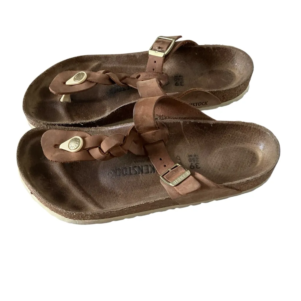 Birkenstock Gizeh braided sandal cognac women’s Sz 39 oiled leather - Image 3