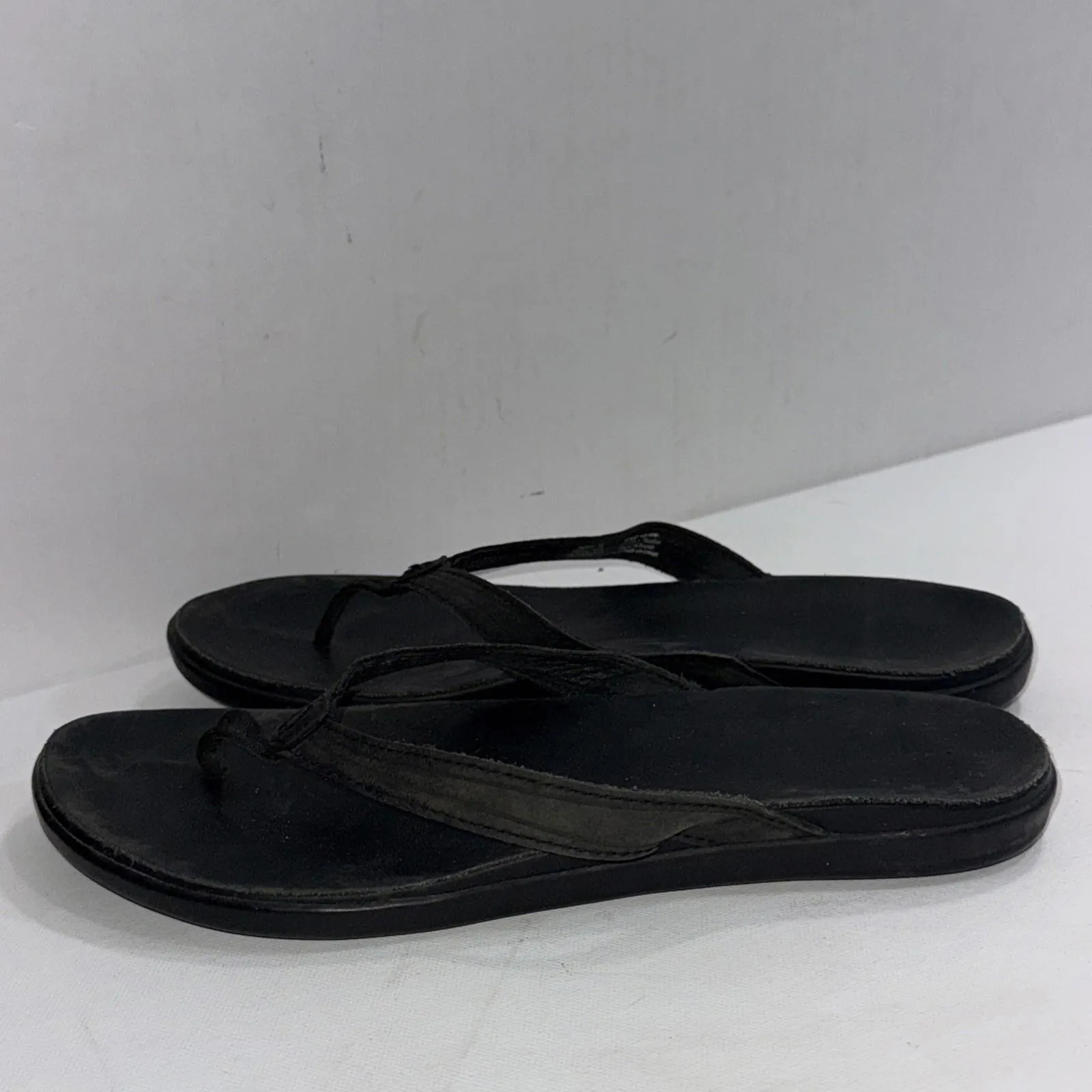 Olukai Aukai Leather Outdoor Nature Minimalist Gorpcore Sandals Flip Flops 9 Black - Image 7