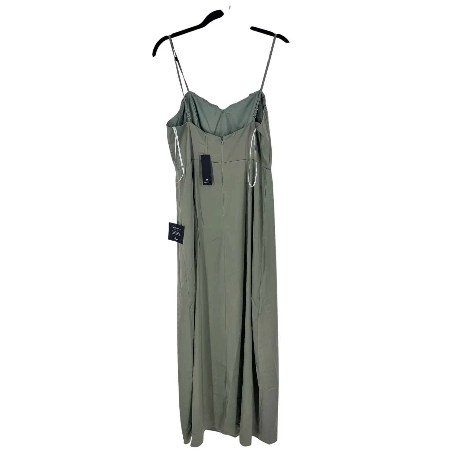 NWT Lulu's Favorable Sensation Sage Green Satin Sleeveless Maxi Dress - Image 4