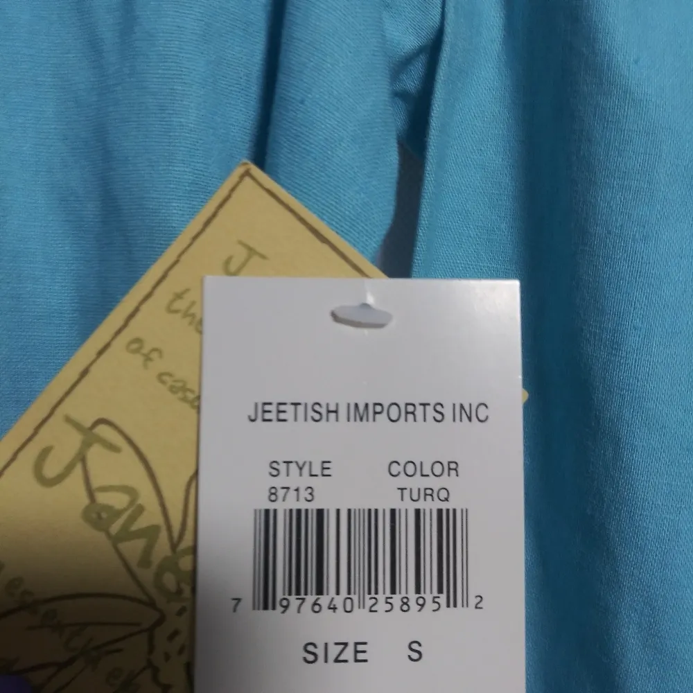 Jane Ashley Blue Linen Button Front Top 3/4 Sleeves Casual Size Small - Image 5