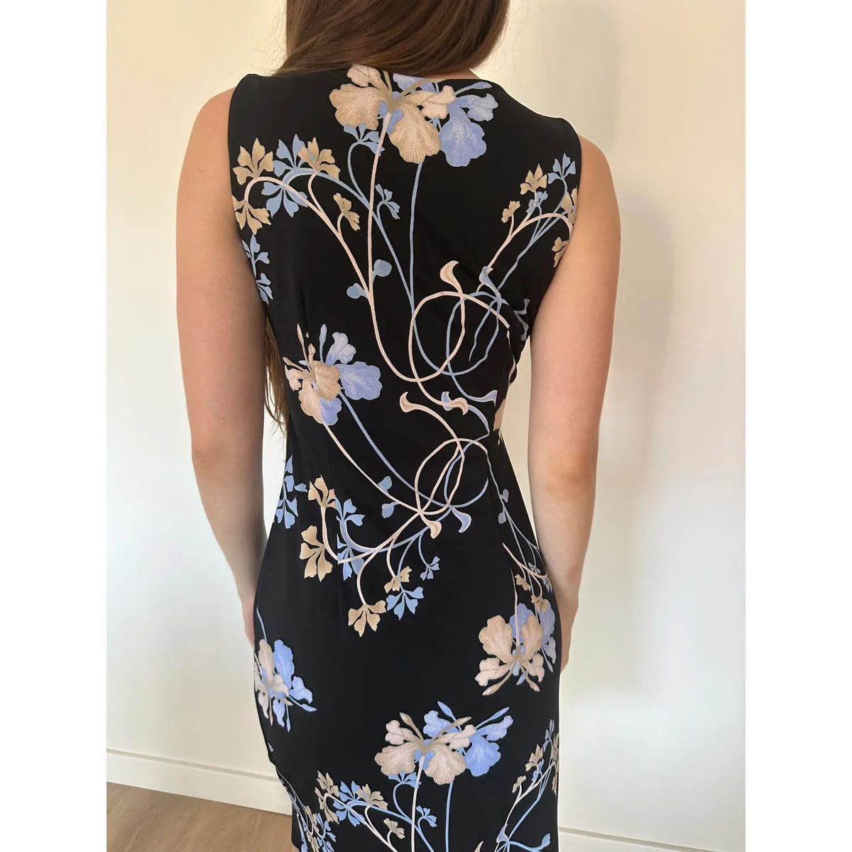 BCBG Paris Black and Blue Floral Short Sleeve Casual Dress Size XS - Image 8