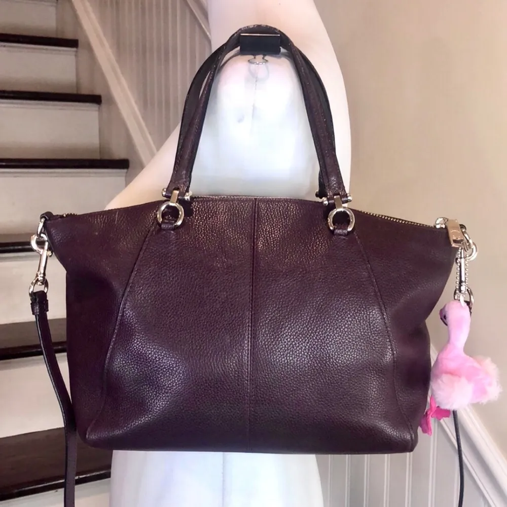 COACH Purple Plum Leather Convertible Crossbody Two Handle Shoulderbag Tote - Image 2