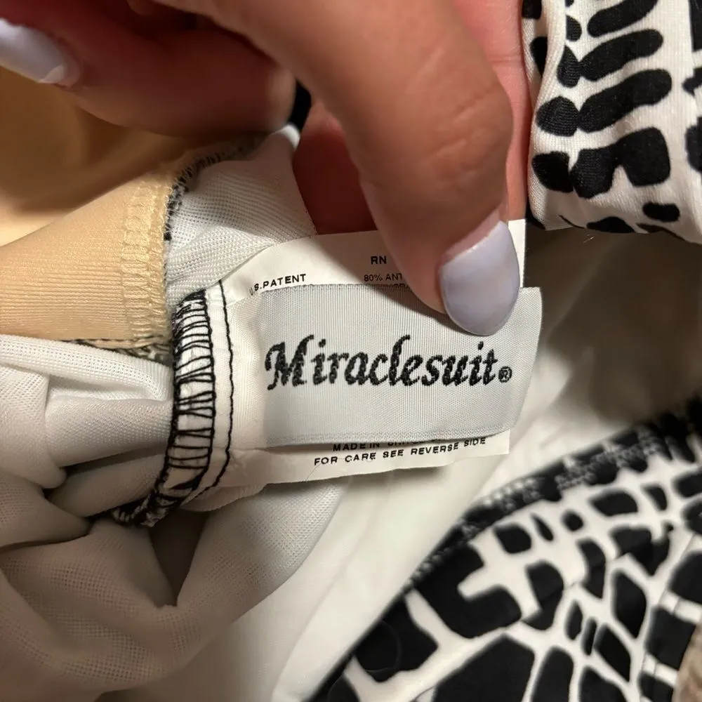 Miraclesuit Tankini Top Barcelona Check Halter Black White Slimming- Size 14 - Image 5