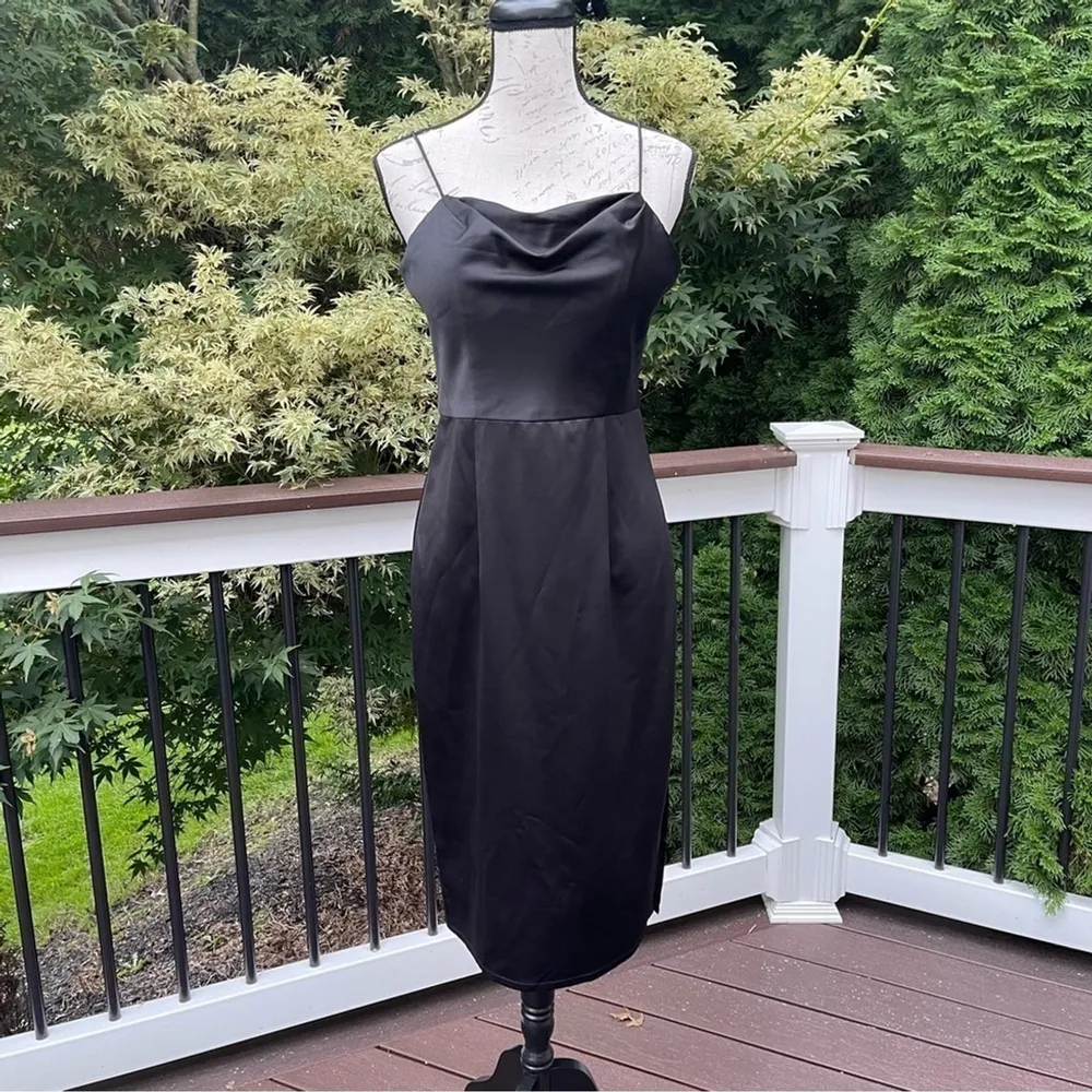Vintage BARIANO Australia Classic Black Satin Strapless Pencil Dress Sz L - Image 3