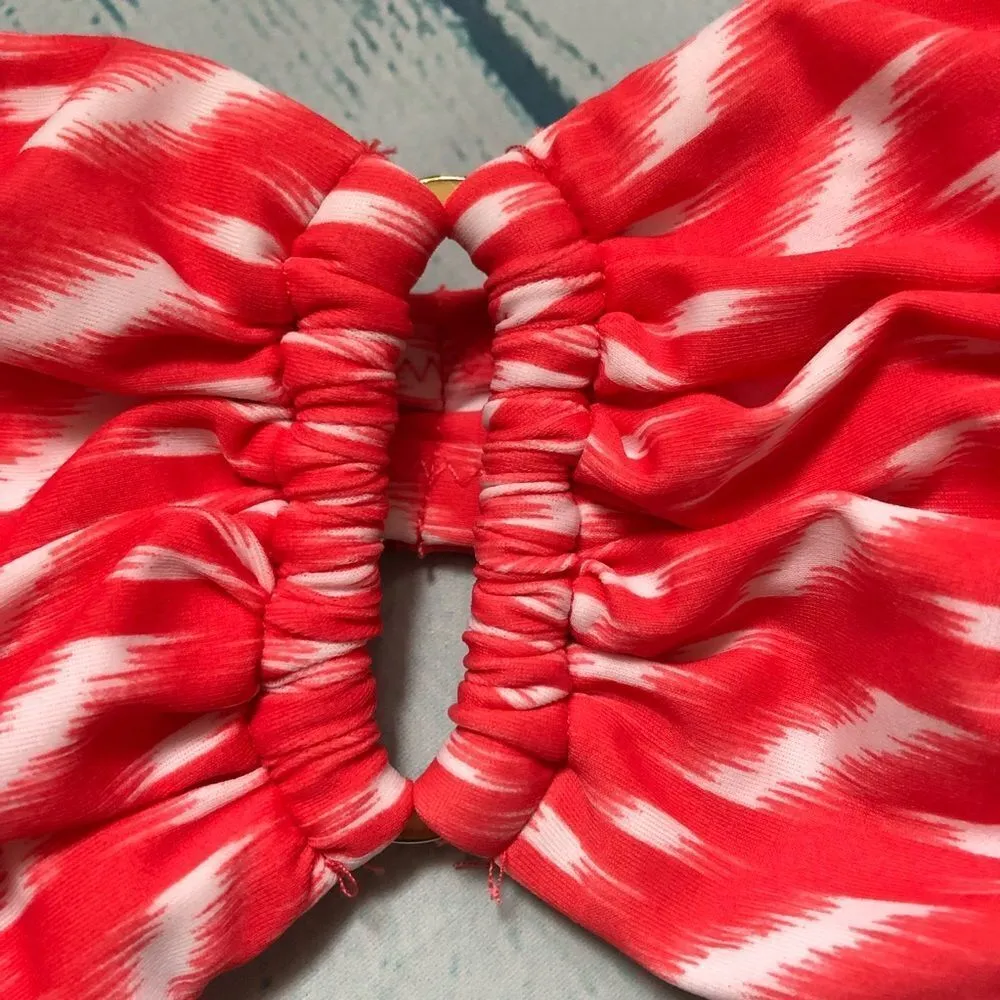 MOSSIMO Bandeau Coral White Halter Top. (NWT) Size L - Image 6