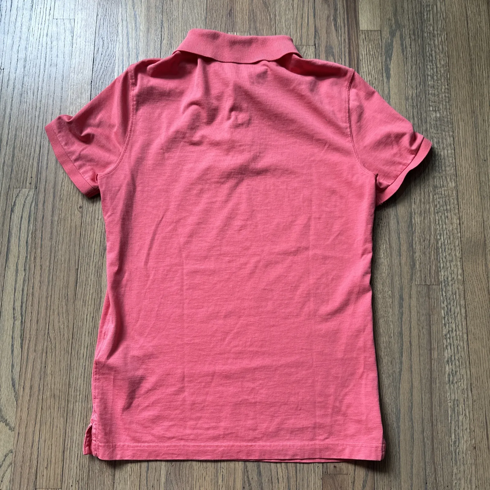 Burberry Brit Polo Shirt Salmon Pink Short Sleeve Nova Check Trim Women's SZ M - Image 7