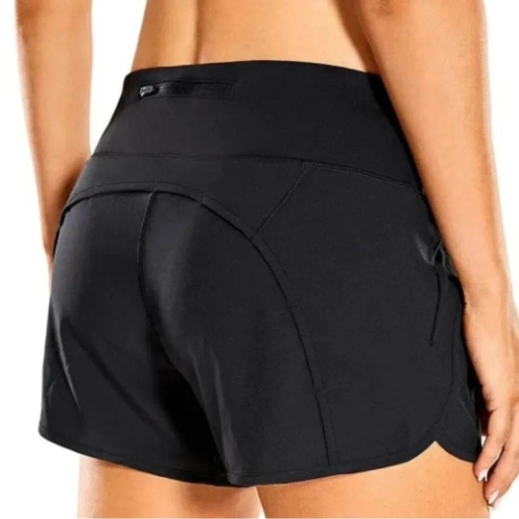 CRZ YOGA Quick-Dry Athletic Sports Shorts,4”, Zip Pocket, Black, Medium, NWT - Image 2