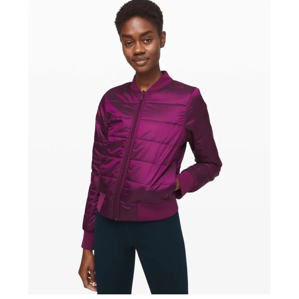 Lululemon Women's Non-Stop Bomber‎ Reversible Jacket Purple Sz 4 - Image 3