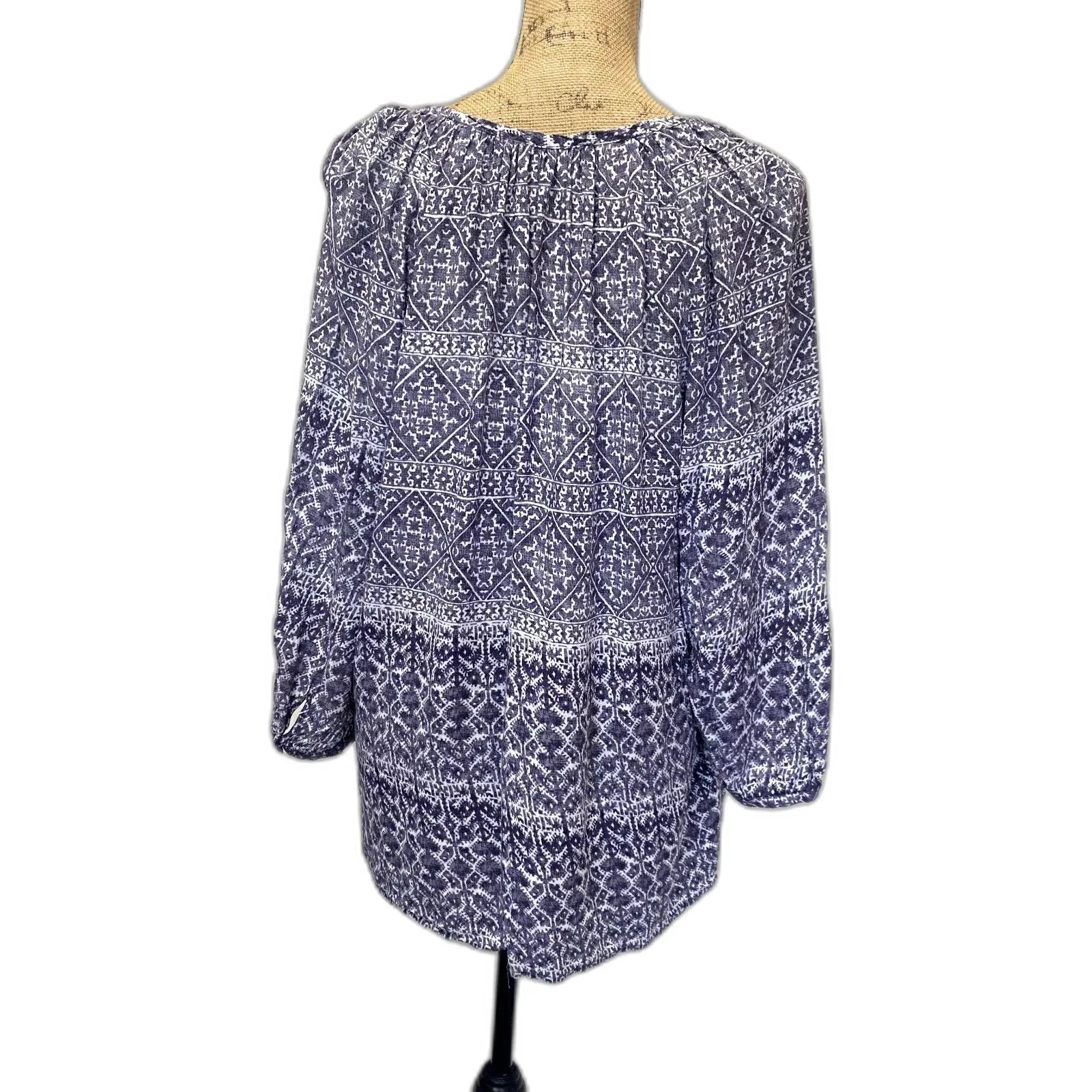 Artisan NY Popover Peasant Blouse 3/4 Sleeve Purple Bohemian Plus Size 1X‎ - Image 2