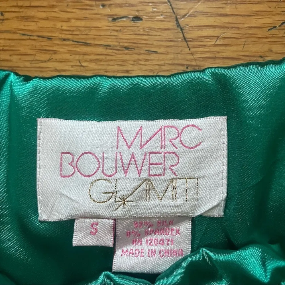 Vintage Marc Bauer Glamit Green Cap Sleeve Silk Blouse Size Small - Image 4