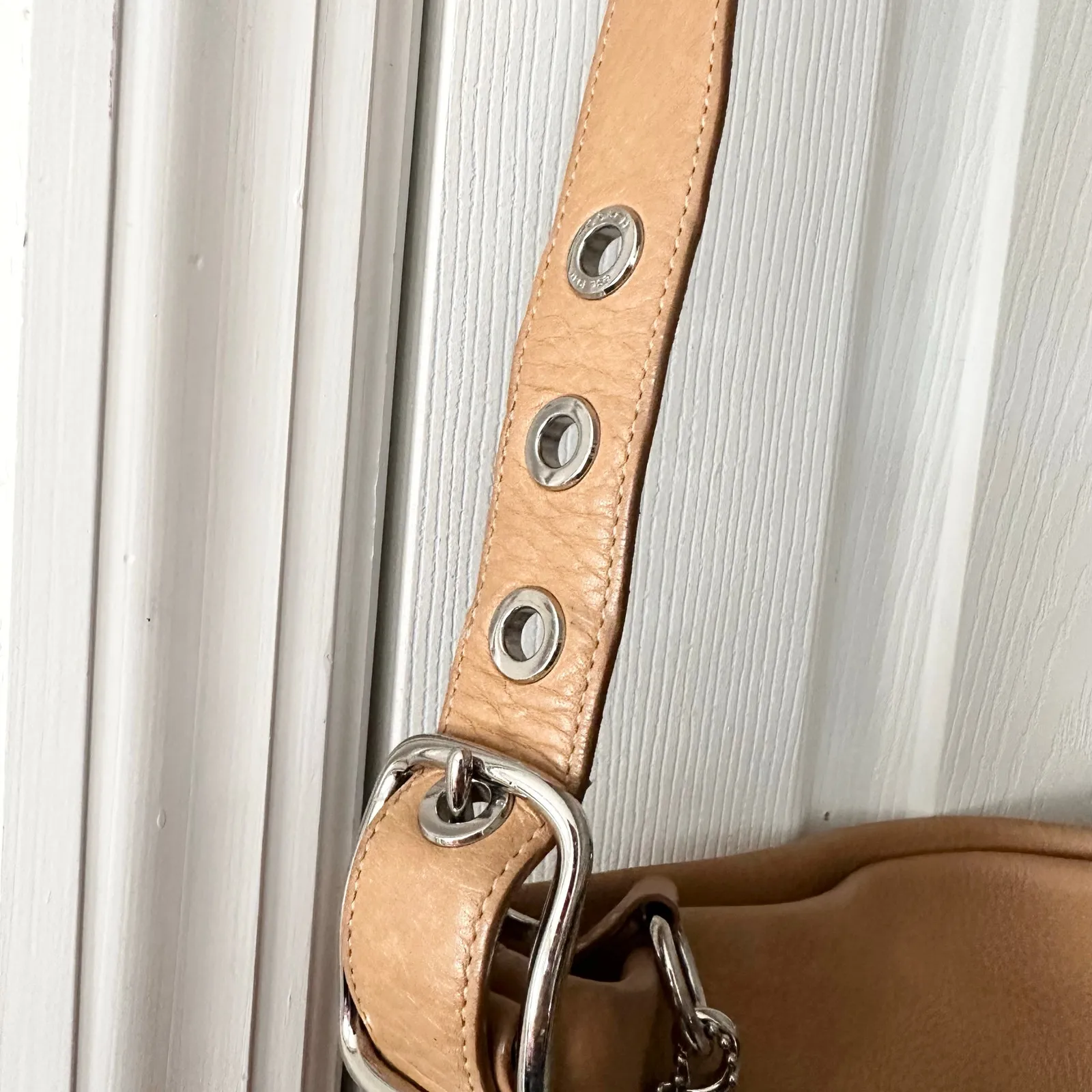 Coach Camel Tan Legacy Pebbled Leather Signature Liner Y2K Crossbody Bag F03796 - Image 5