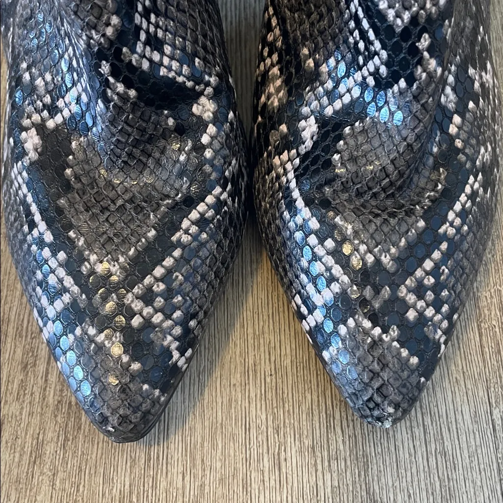 Steve Madden Snakeskin Ankle Boots Pointed Toe Block Heel Booties - Image 4